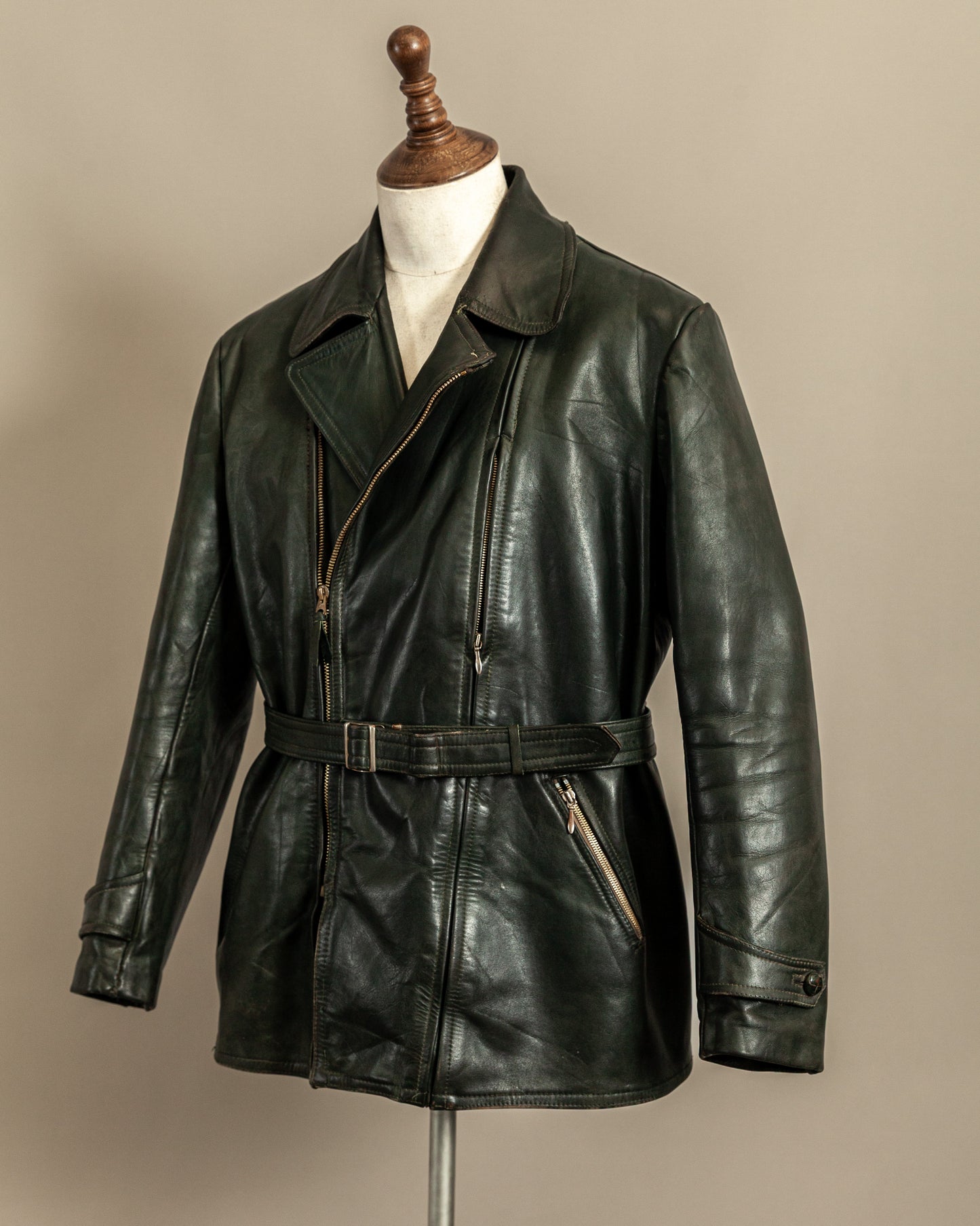 Vintage 1940s German Haelson Leather Motorcycle Dispatch Rider Jacket