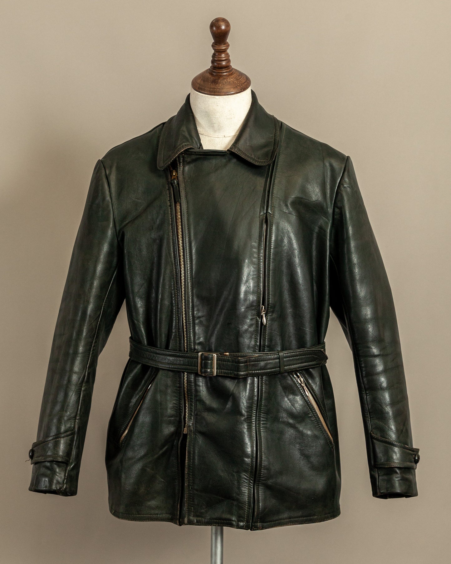 Vintage 1940s German Haelson Leather Motorcycle Dispatch Rider Jacket