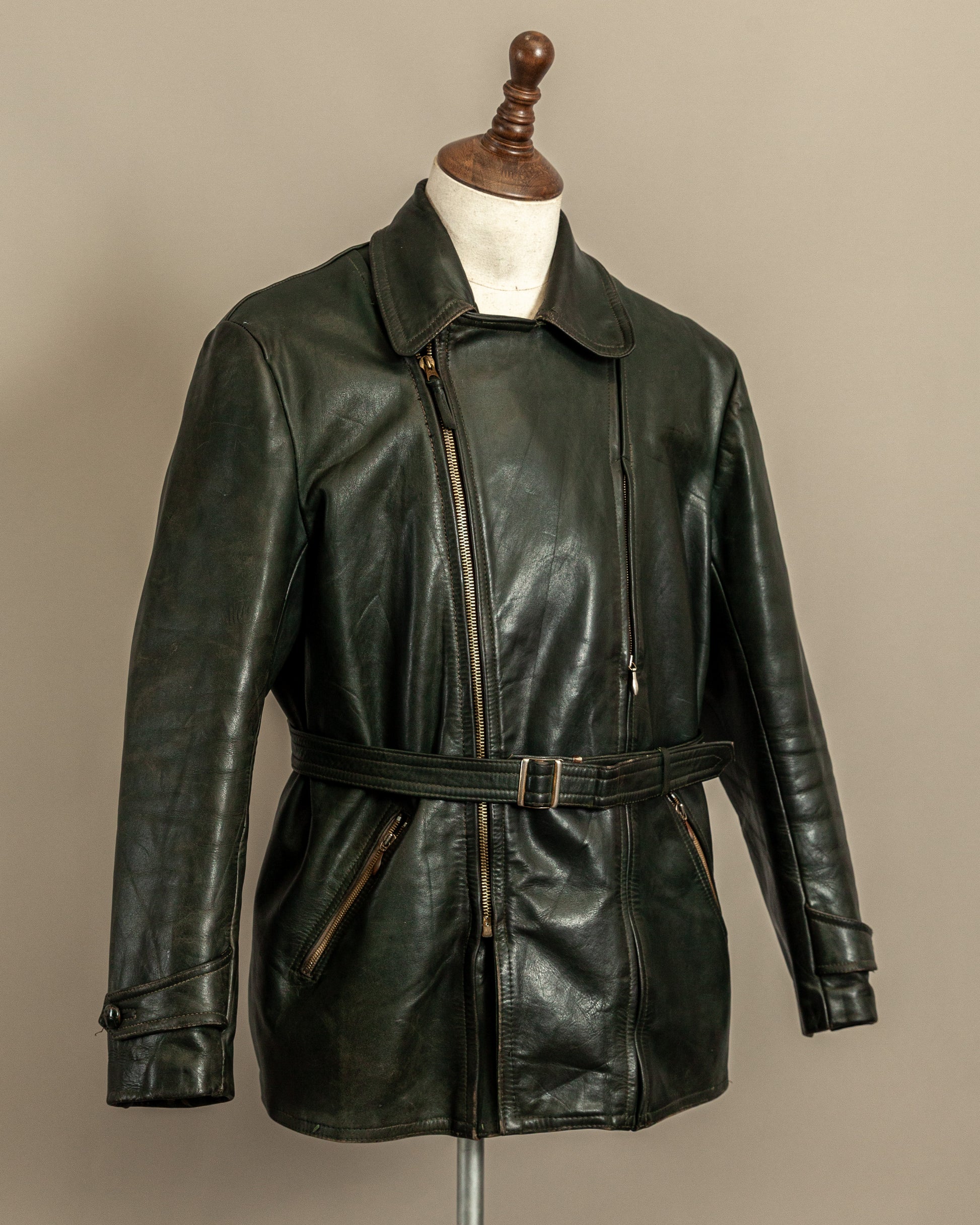 Vintage 1940s German Haelson Leather Motorcycle Dispatch Rider Jacket