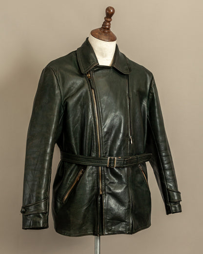 Vintage 1940s German Haelson Leather Motorcycle Dispatch Rider Jacket