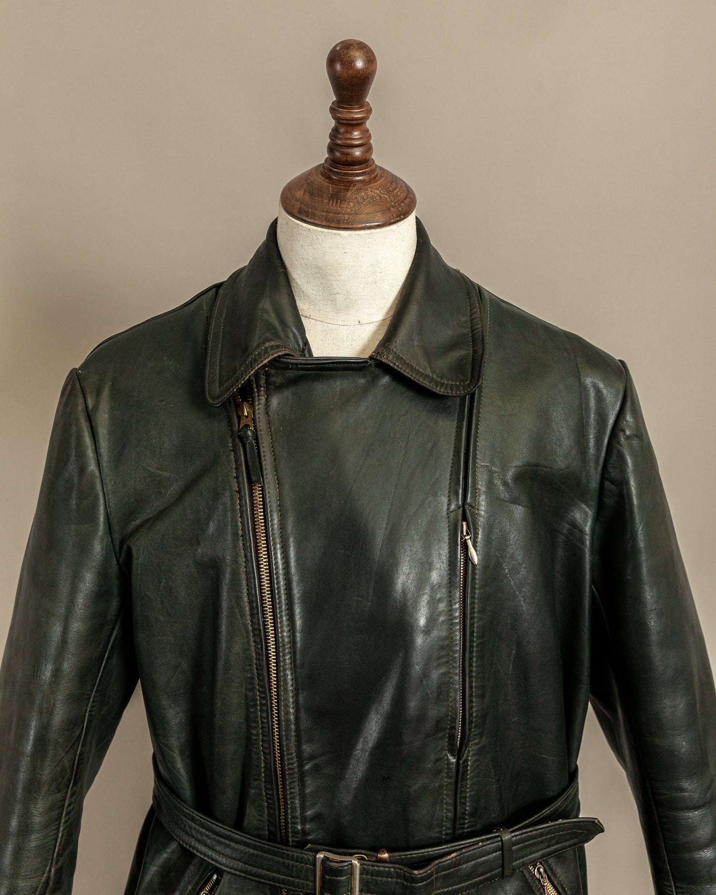 Vintage 1940s German Haelson Leather Motorcycle Dispatch Rider Jacket