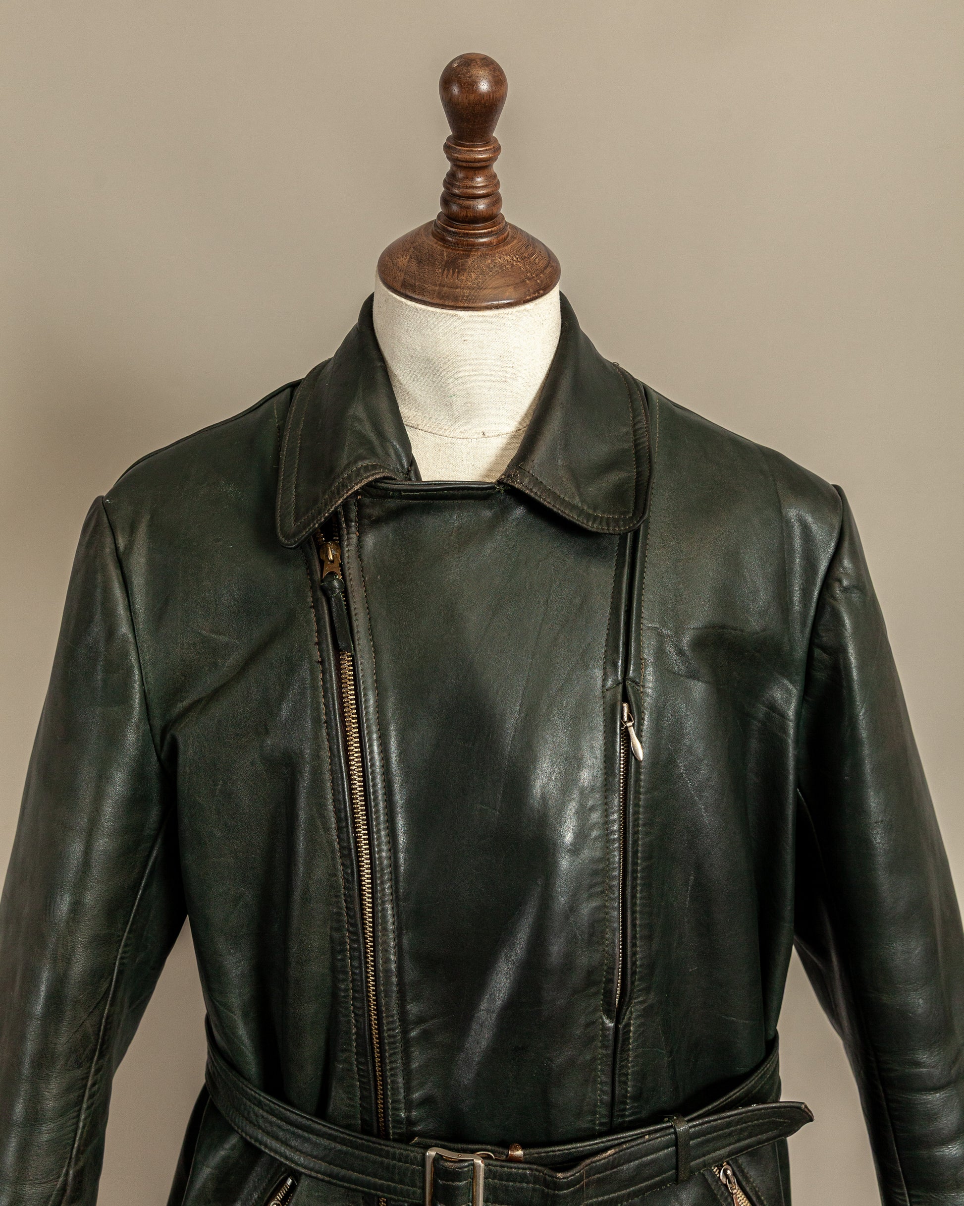 Vintage 1940s German Haelson Leather Motorcycle Dispatch Rider Jacket