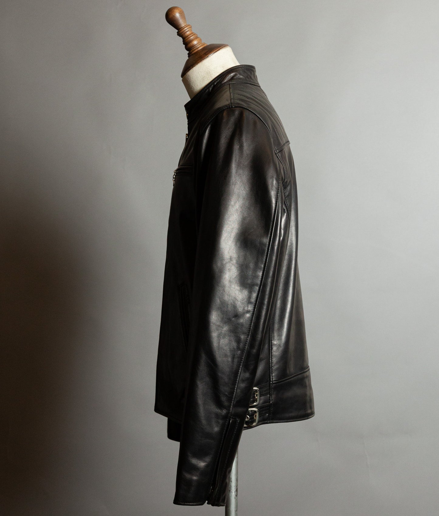 Schott NYC Perfecto Cafe Racer Leather Jacket Black Cowhide LC2403