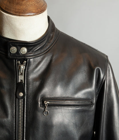 Schott NYC Perfecto Cafe Racer Leather Jacket Black Cowhide LC2403