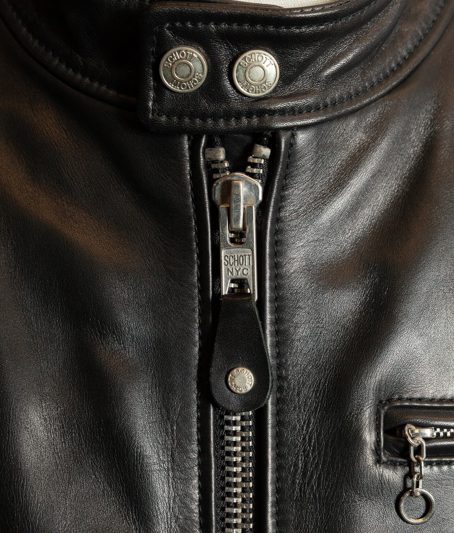 Schott NYC Perfecto Cafe Racer Leather Jacket Black Cowhide LC2403
