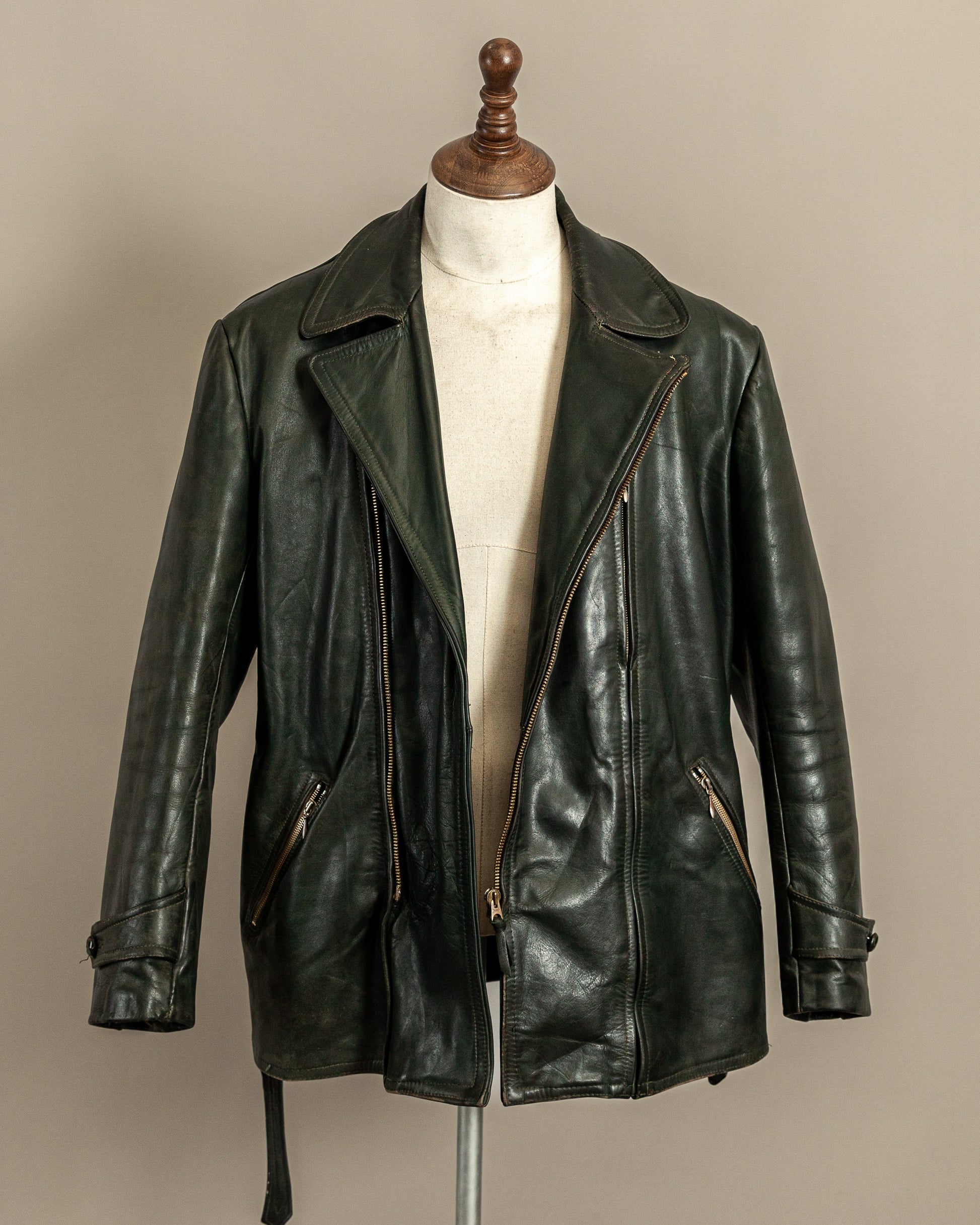 Vintage 1940s German Haelson Leather Motorcycle Dispatch Rider Jacket