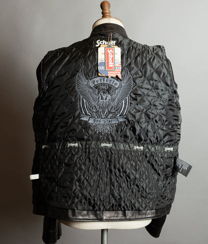 Schott NYC Perfecto Cafe Racer Leather Jacket Black Cowhide LC2403