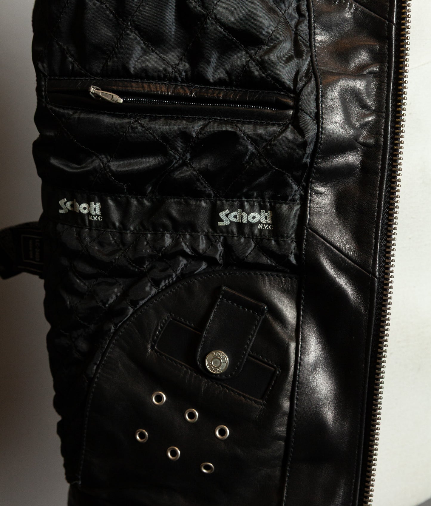 Schott NYC Perfecto Cafe Racer Leather Jacket Black Cowhide LC2403