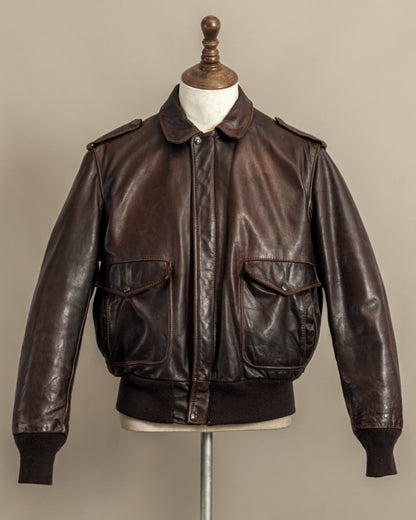 Vintage 1980s Schott A2 Naked Cowhide Leather Flight Jacket