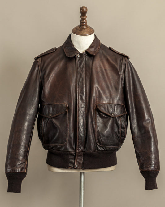 Vintage 1980s Schott A2 Naked Cowhide Leather Flight Jacket