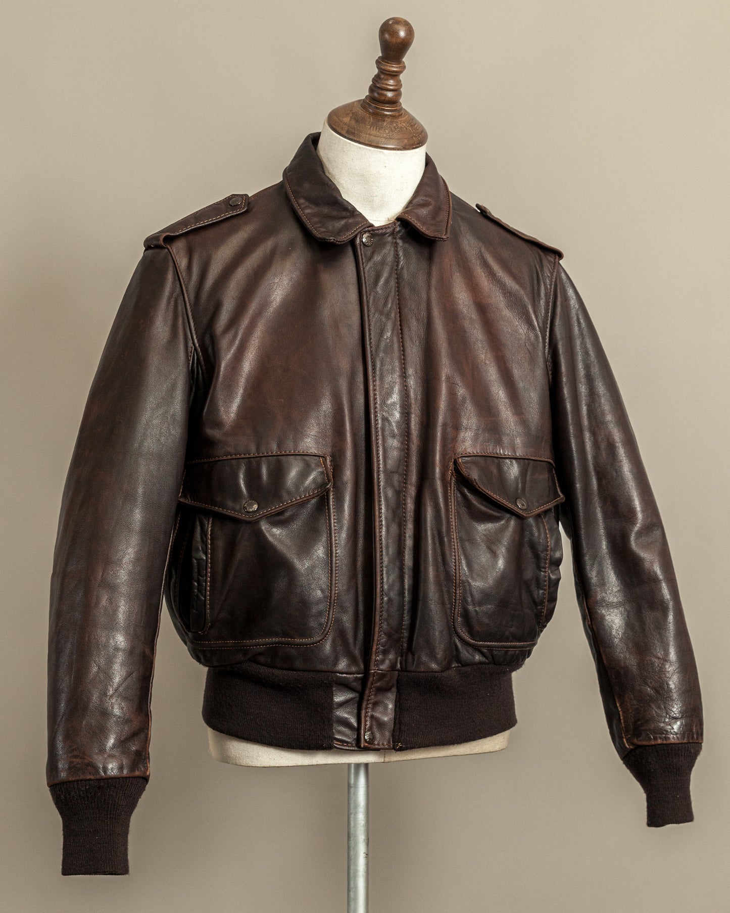 Vintage 1980s Schott A2 Naked Cowhide Leather Flight Jacket