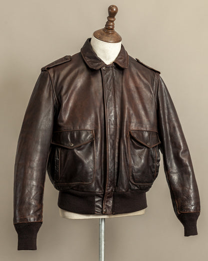 Vintage 1980s Schott A2 Naked Cowhide Leather Flight Jacket