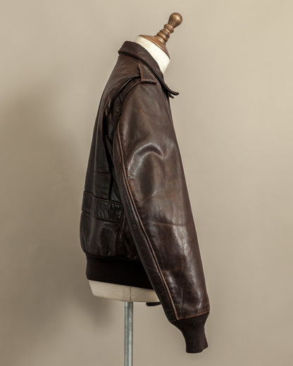 Vintage 1980s Schott A2 Naked Cowhide Leather Flight Jacket