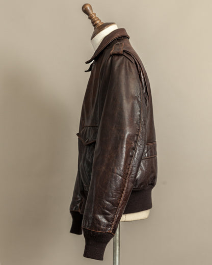 Vintage 1980s Schott A2 Naked Cowhide Leather Flight Jacket