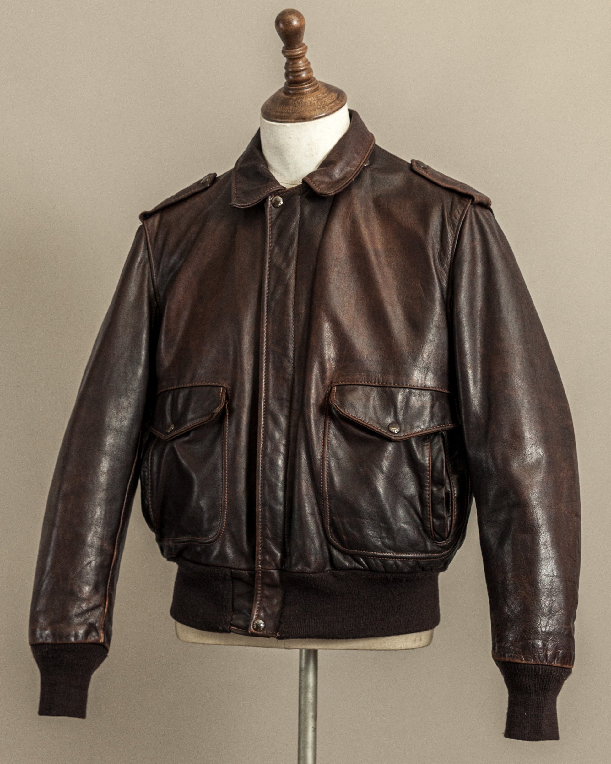Vintage 1980s Schott A2 Naked Cowhide Leather Flight Jacket