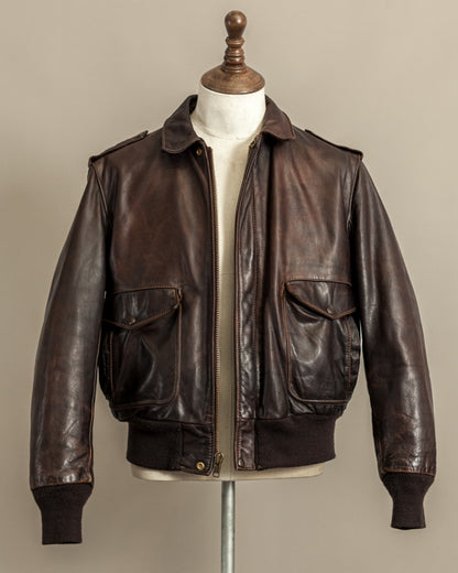 Vintage 1980s Schott A2 Naked Cowhide Leather Flight Jacket