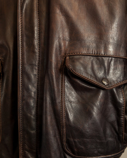 Vintage 1980s Schott A2 Naked Cowhide Leather Flight Jacket