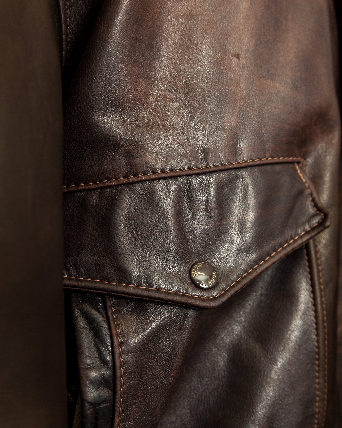 Vintage 1980s Schott A2 Naked Cowhide Leather Flight Jacket