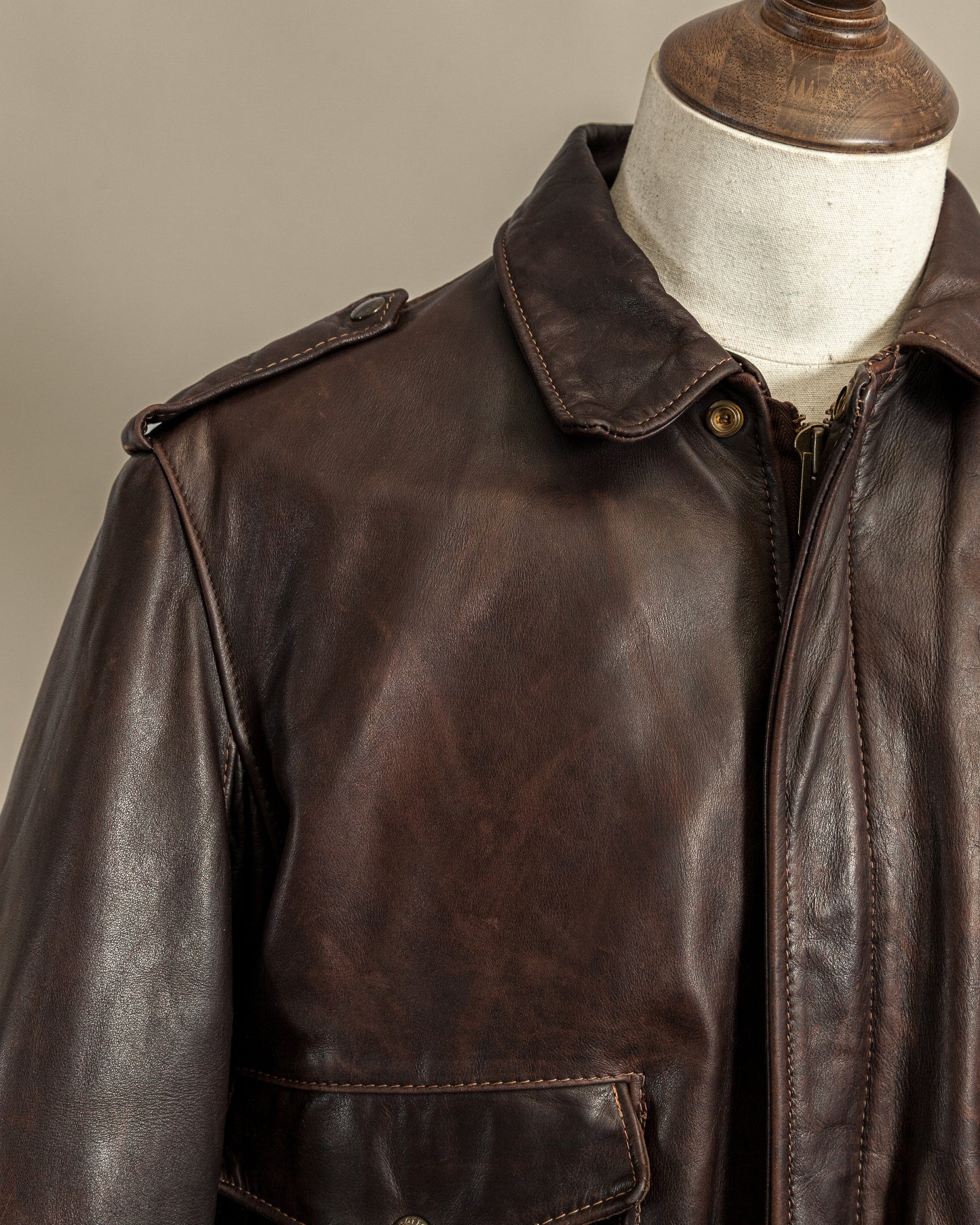 Vintage 1980s Schott A2 Naked Cowhide Leather Flight Jacket