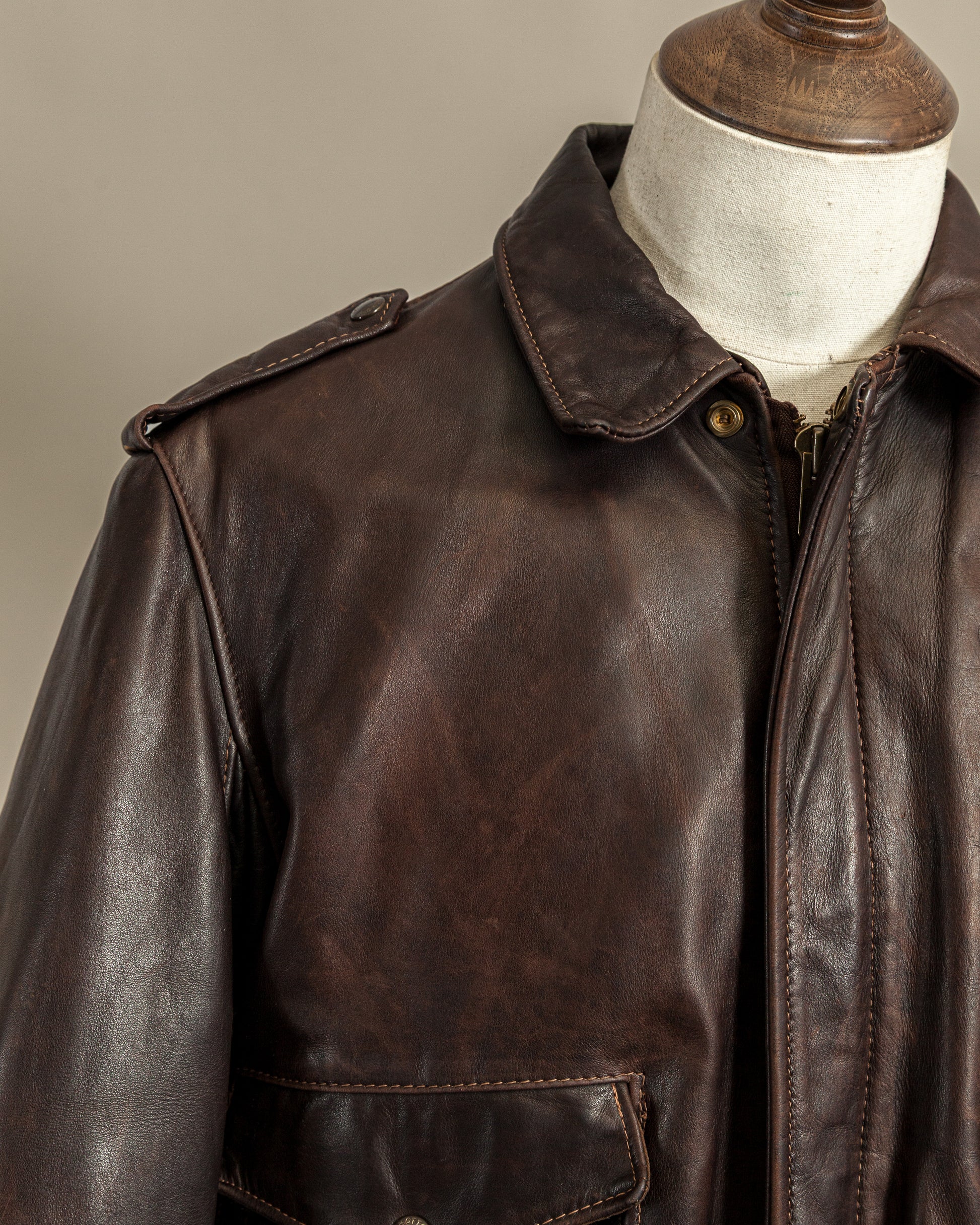 Vintage 1980s Schott A2 Naked Cowhide Leather Flight Jacket