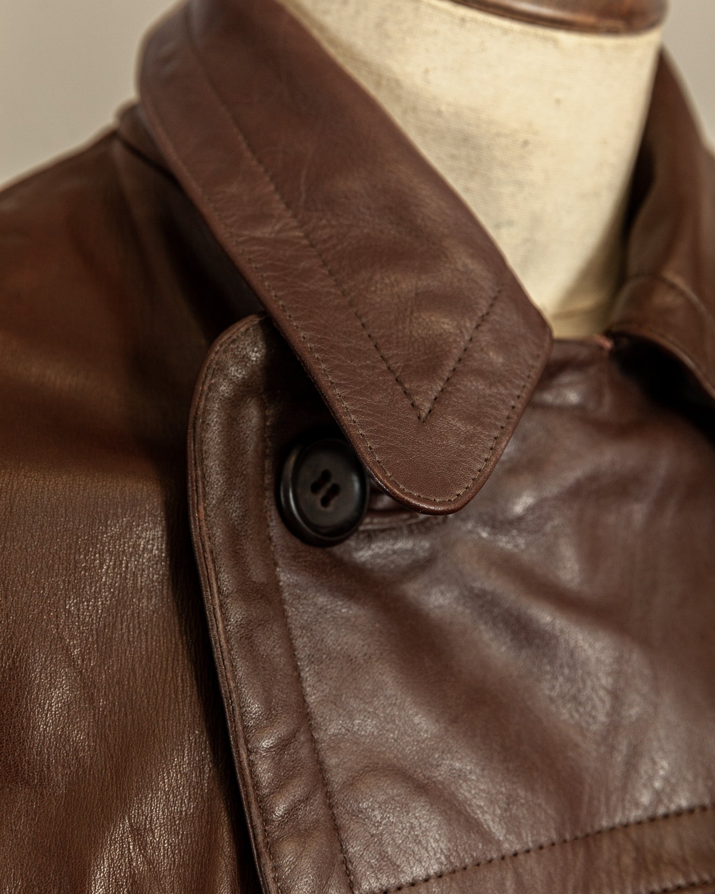 Vintage 1940s German Horsehide Leather Officer Trench Coat