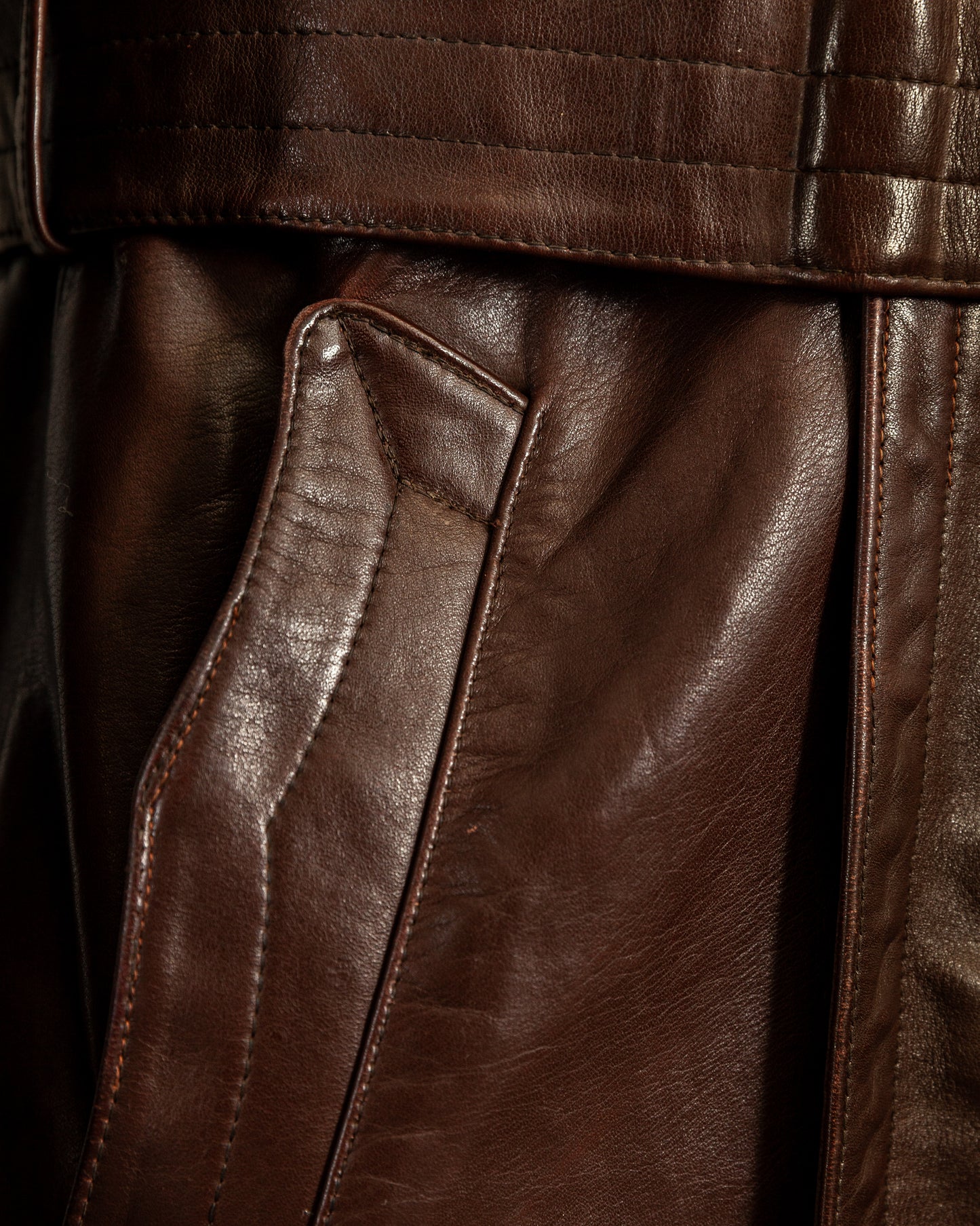 Vintage 1940s German Horsehide Leather Officer Trench Coat