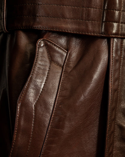 Vintage 1940s German Horsehide Leather Officer Trench Coat