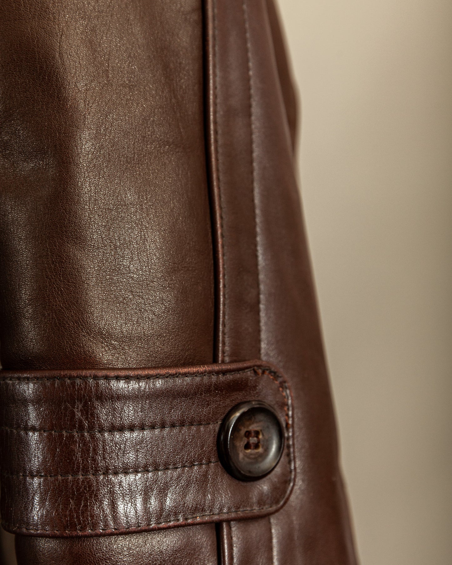 Vintage 1940s German Horsehide Leather Officer Trench Coat