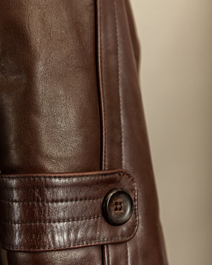 Vintage 1940s German Horsehide Leather Officer Trench Coat