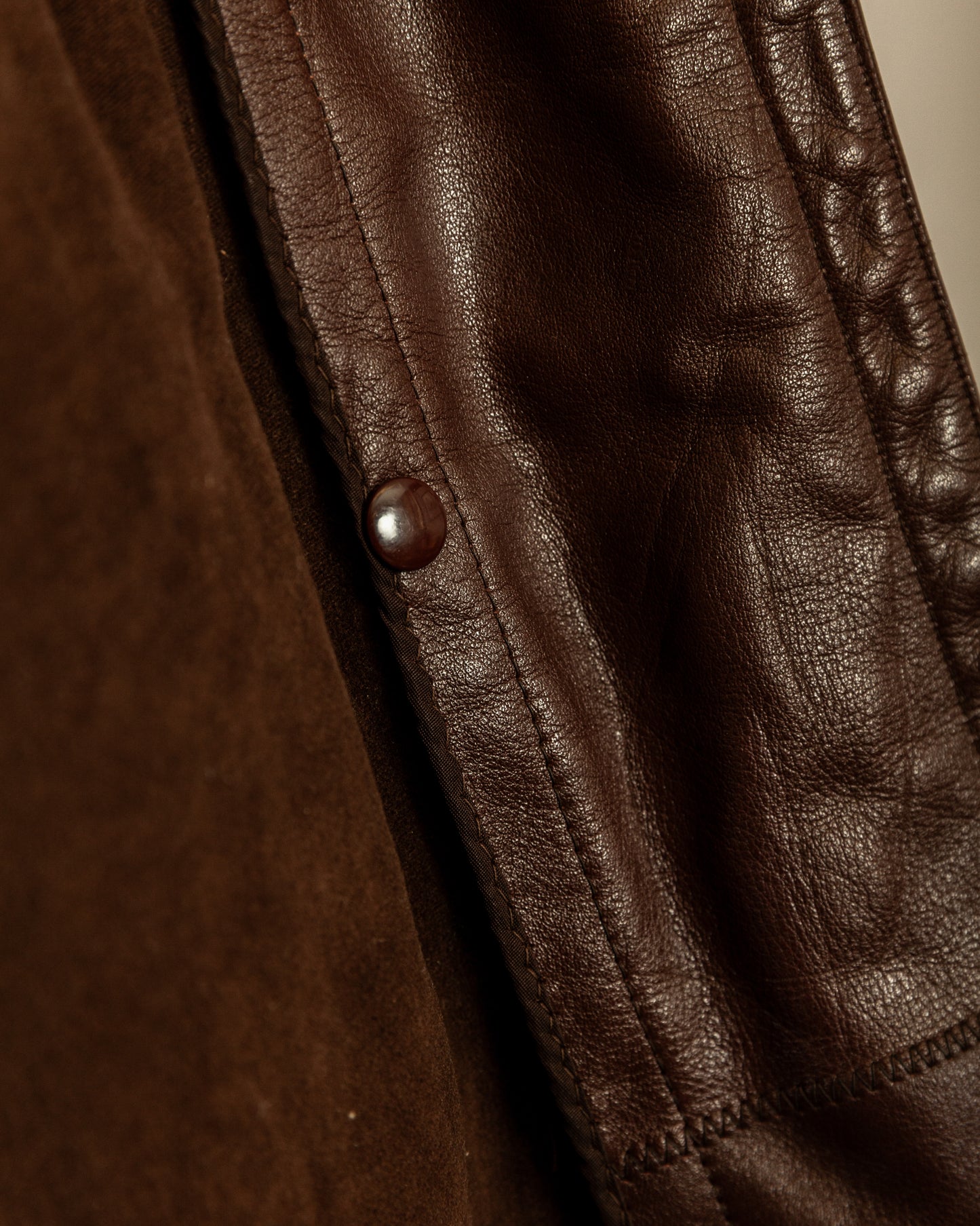 Vintage 1940s German Horsehide Leather Officer Trench Coat