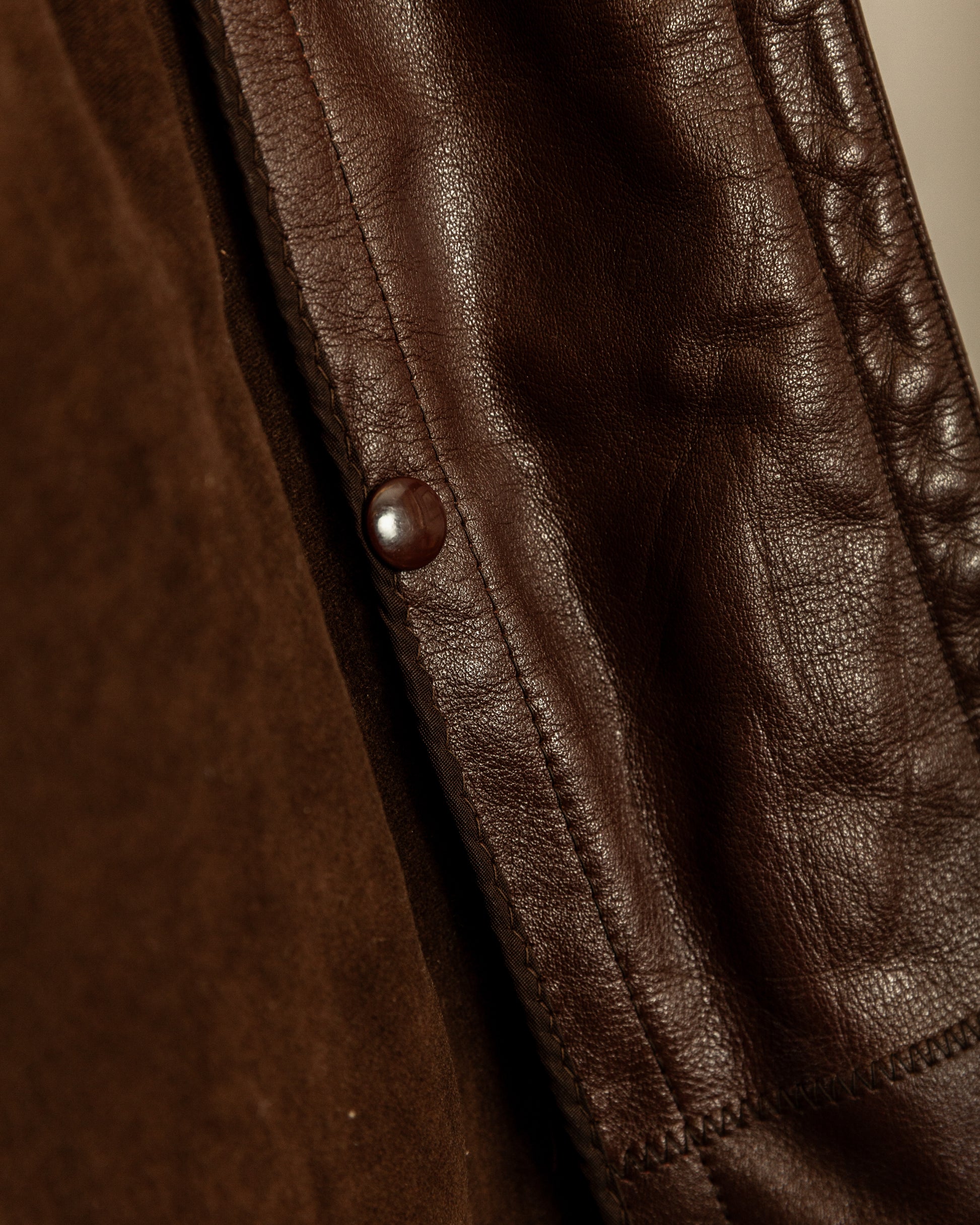 Vintage 1940s German Horsehide Leather Officer Trench Coat