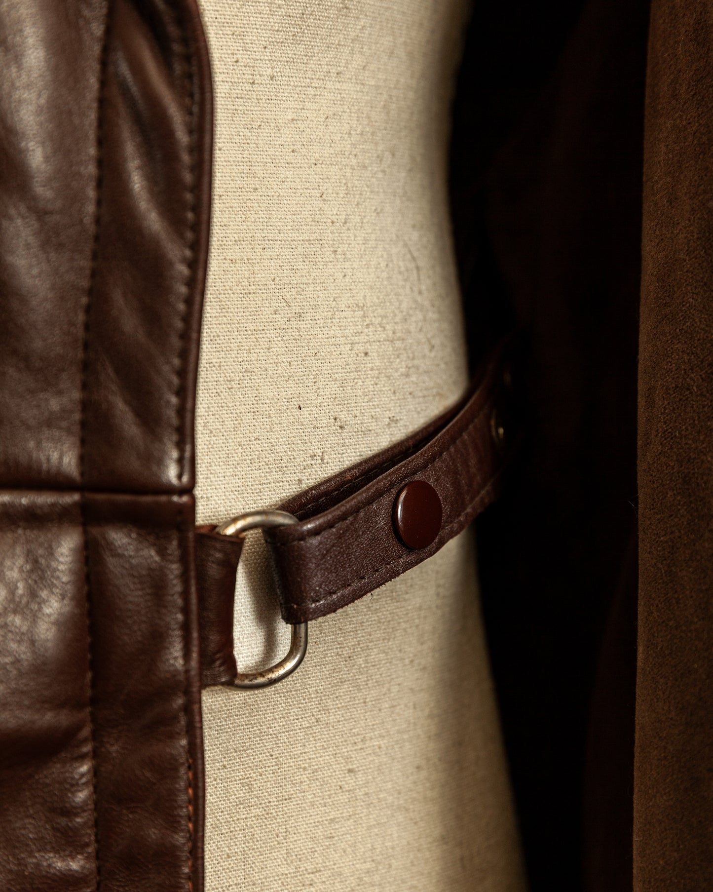 Vintage 1940s German Horsehide Leather Officer Trench Coat