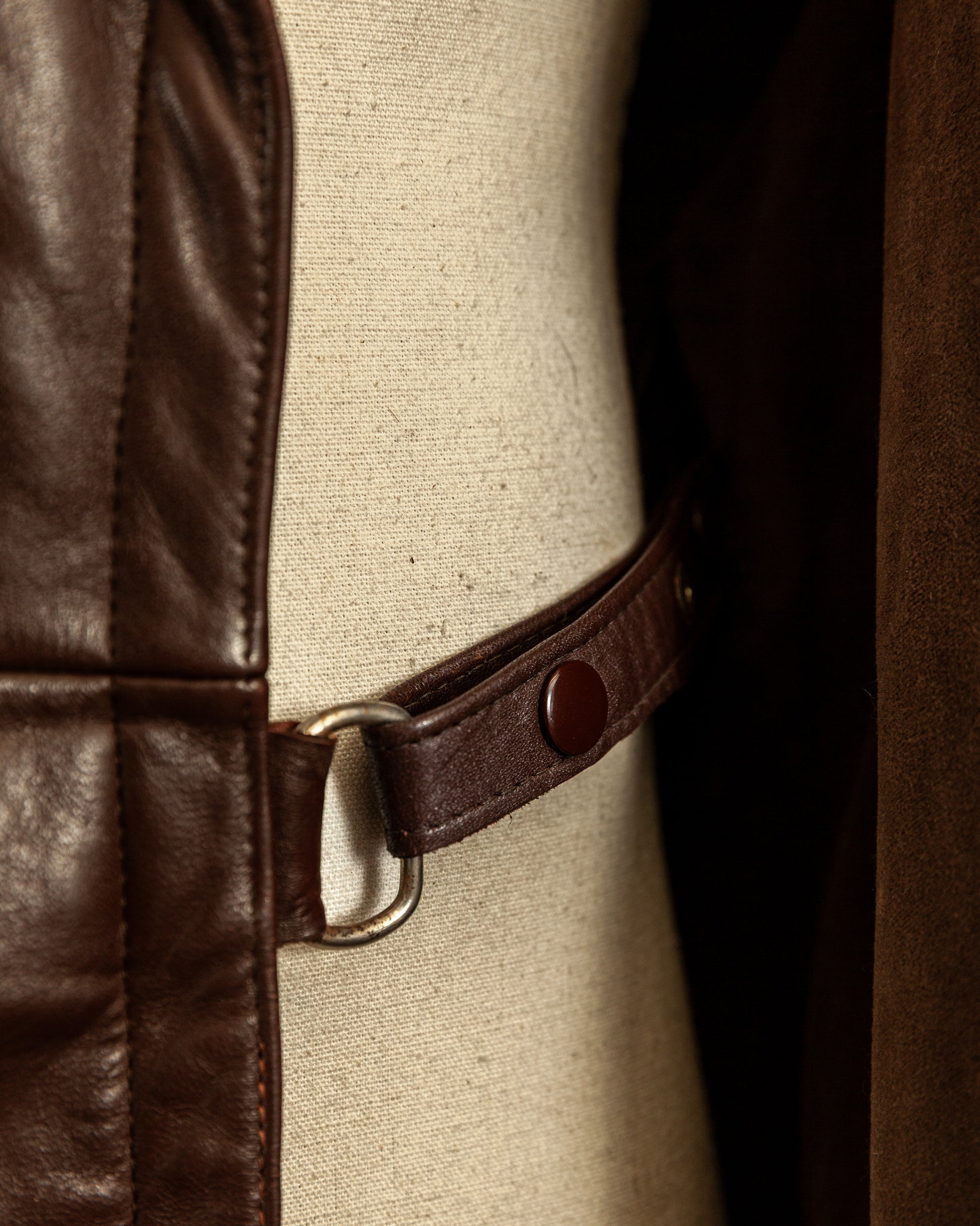 Vintage 1940s German Horsehide Leather Officer Trench Coat