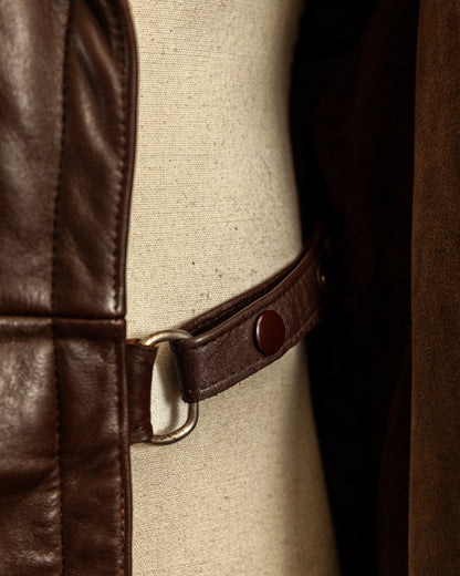 Vintage 1940s German Horsehide Leather Officer Trench Coat