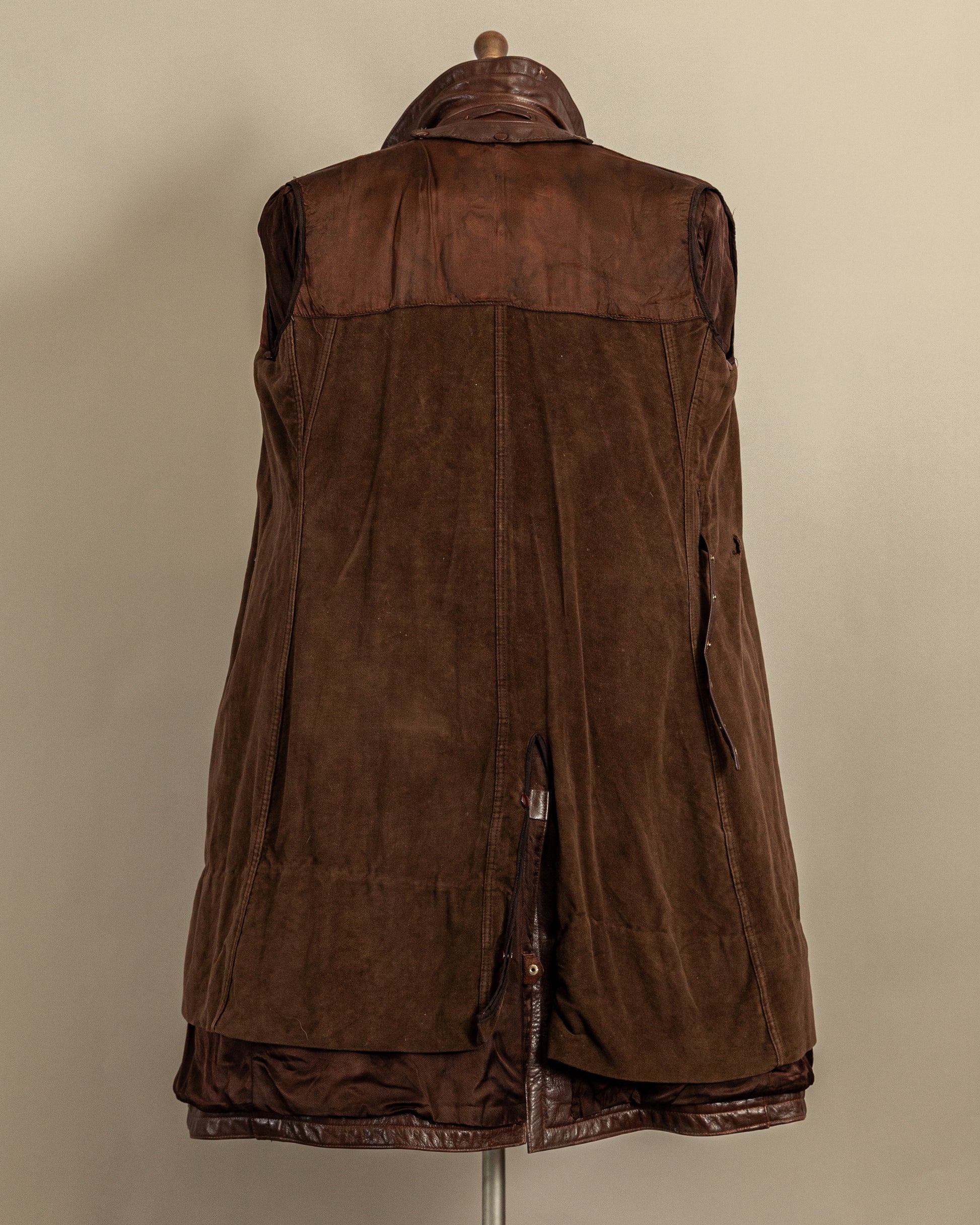 Vintage 1940s German Horsehide Leather Officer Trench Coat