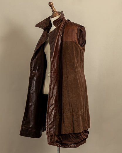 Vintage 1940s German Horsehide Leather Officer Trench Coat