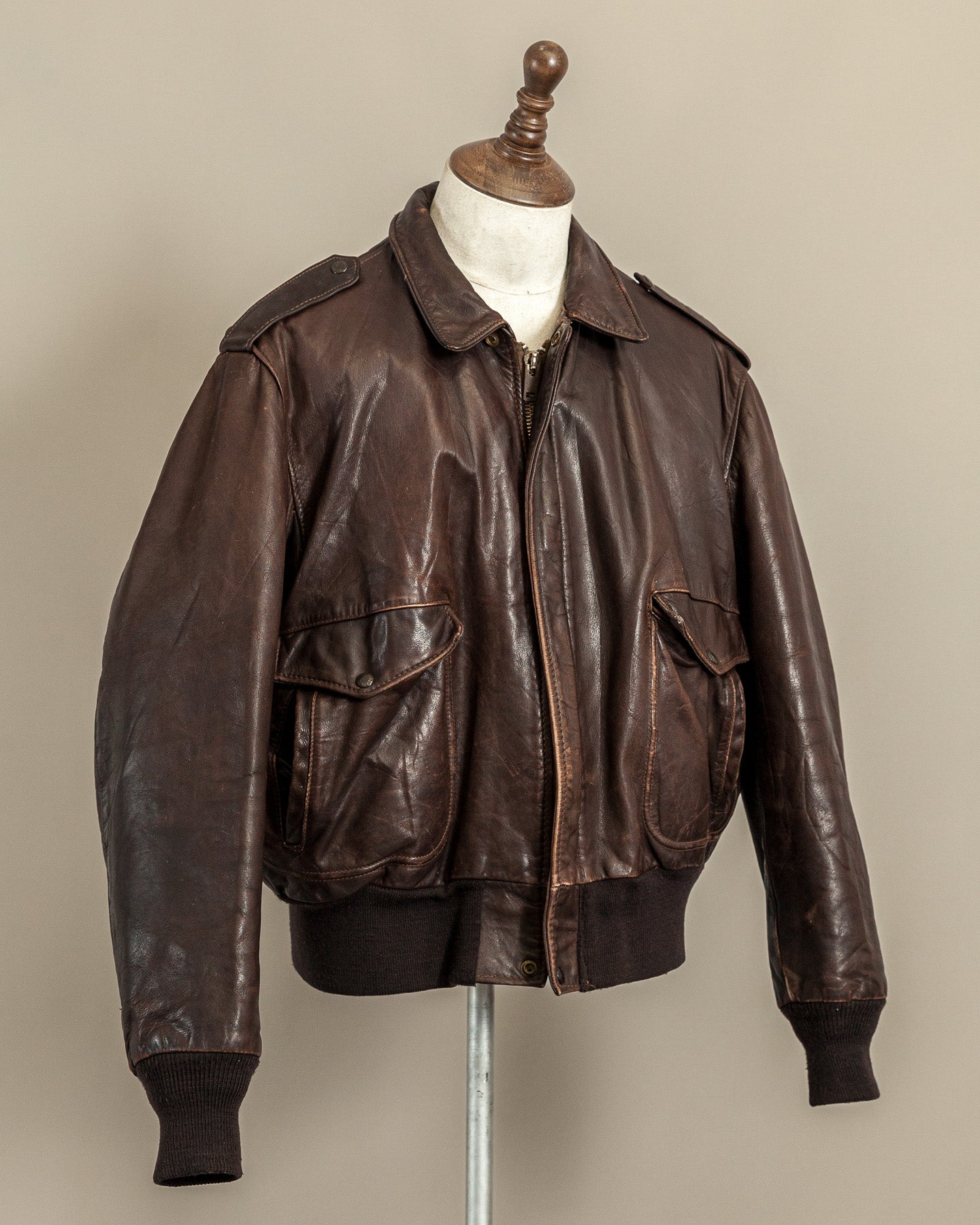 Vintage 1980s Schott Naked Cowhide Leather A2 Flying Jacket