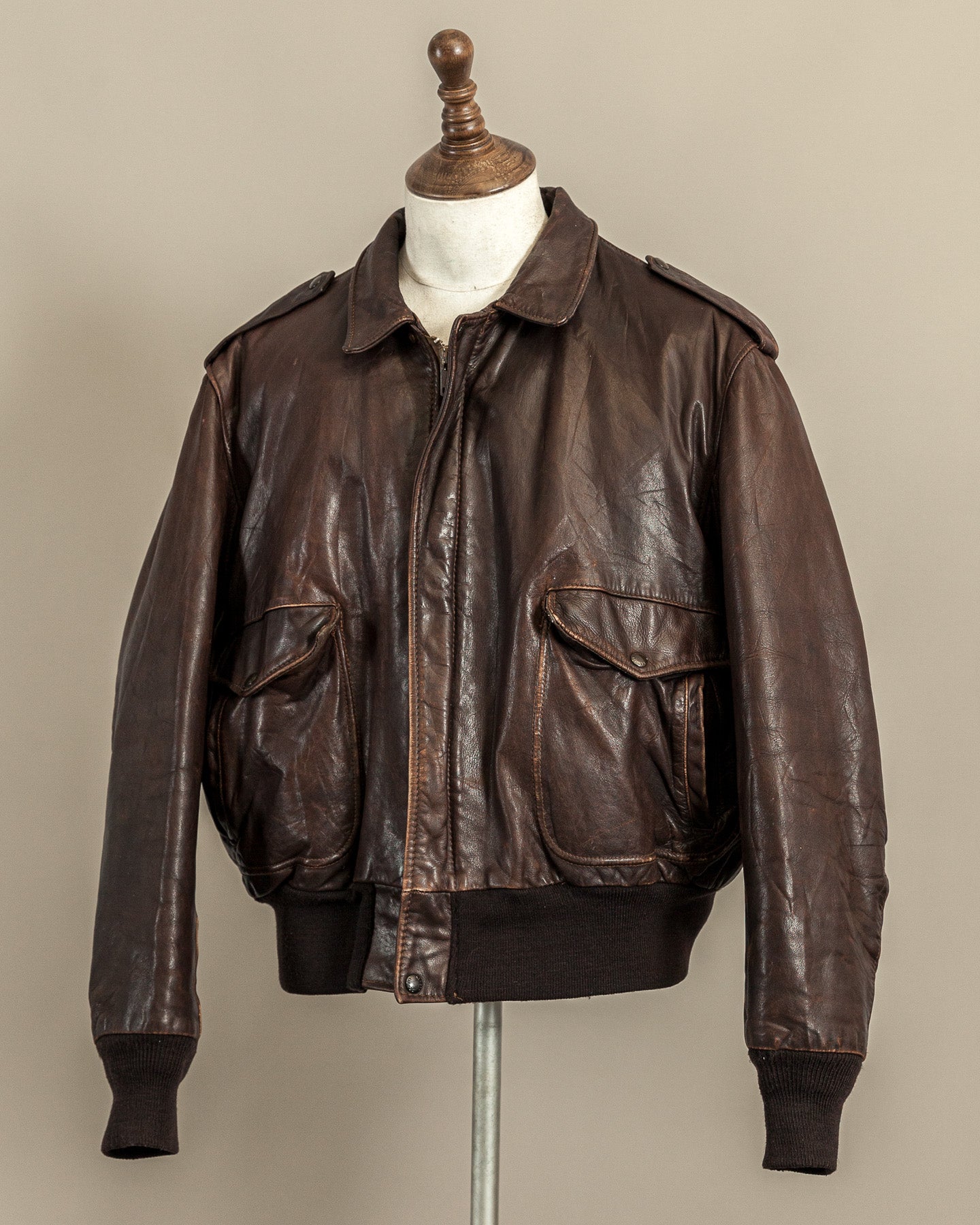 Vintage 1980s Schott Naked Cowhide Leather A2 Flying Jacket