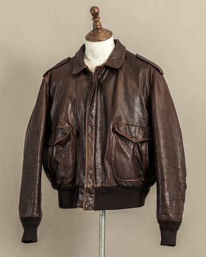 Vintage 1980s Schott Naked Cowhide Leather A2 Flying Jacket