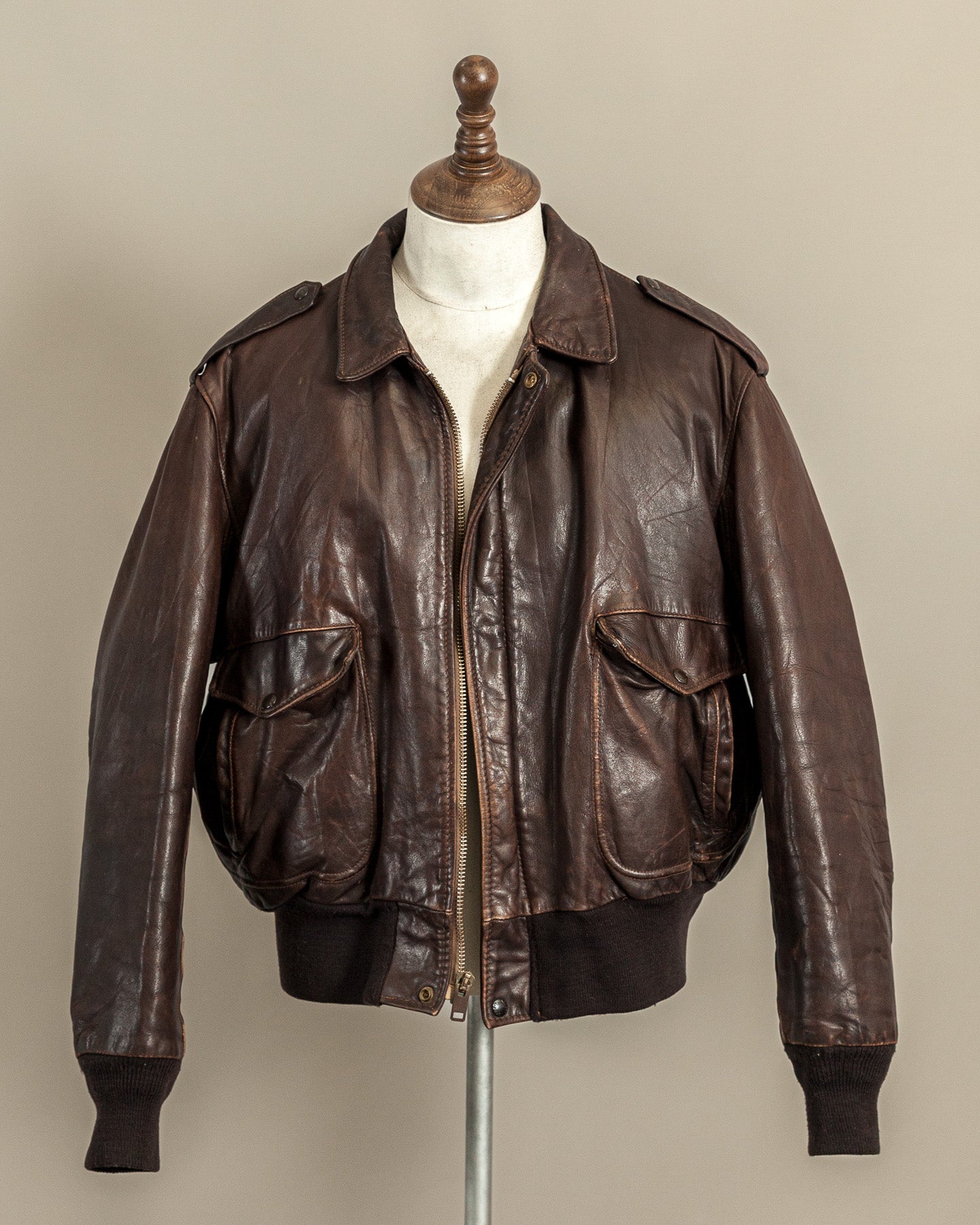 Vintage 1980s Schott Naked Cowhide Leather A2 Flying Jacket