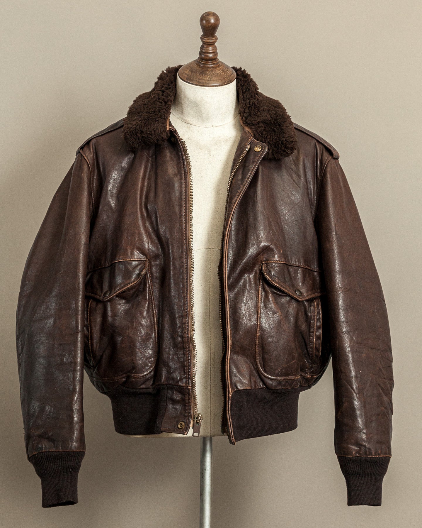 Vintage 1980s Schott Naked Cowhide Leather A2 Flying Jacket