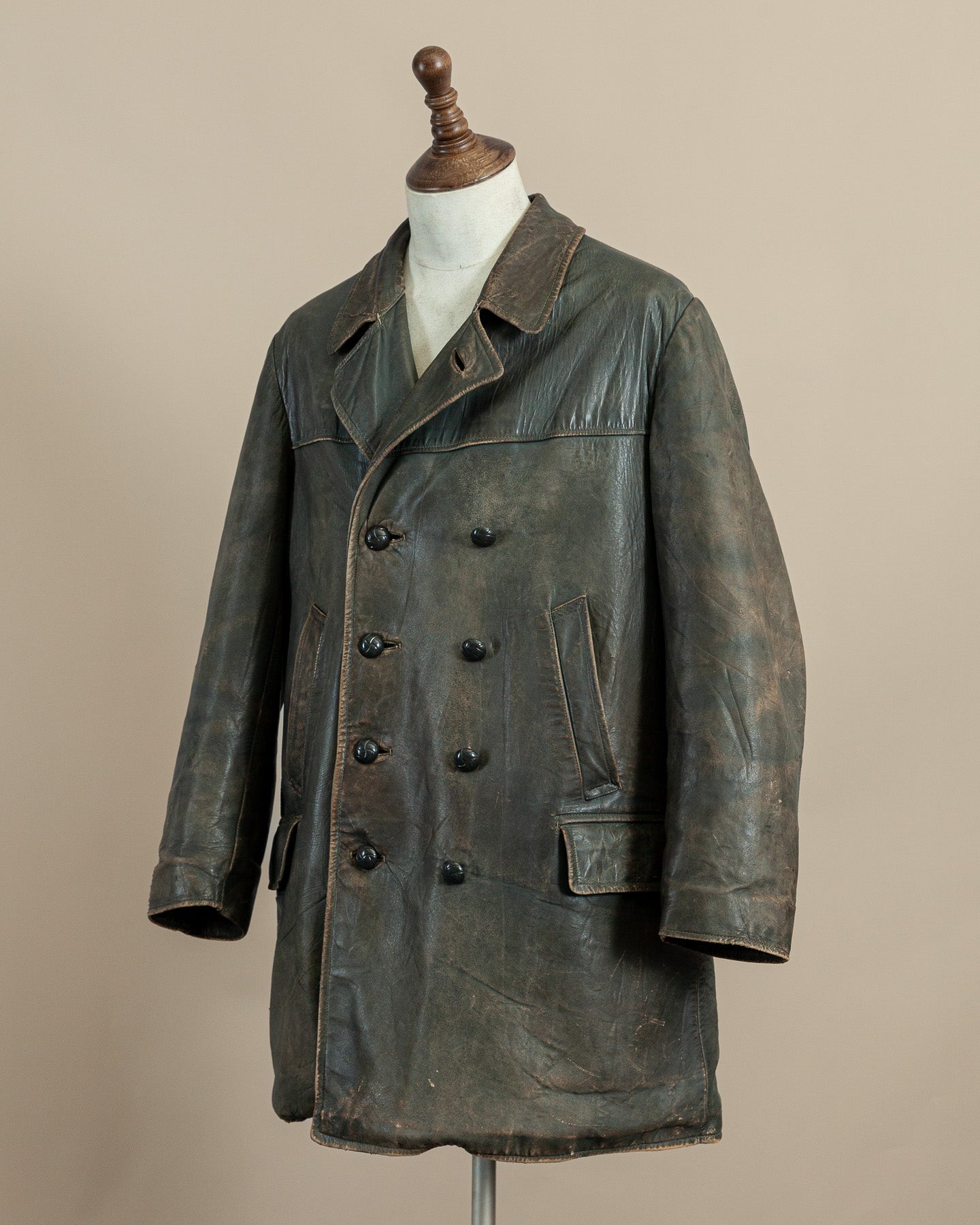 Vintage WWII German Kriegsmarine Leather U-Boat Jacket