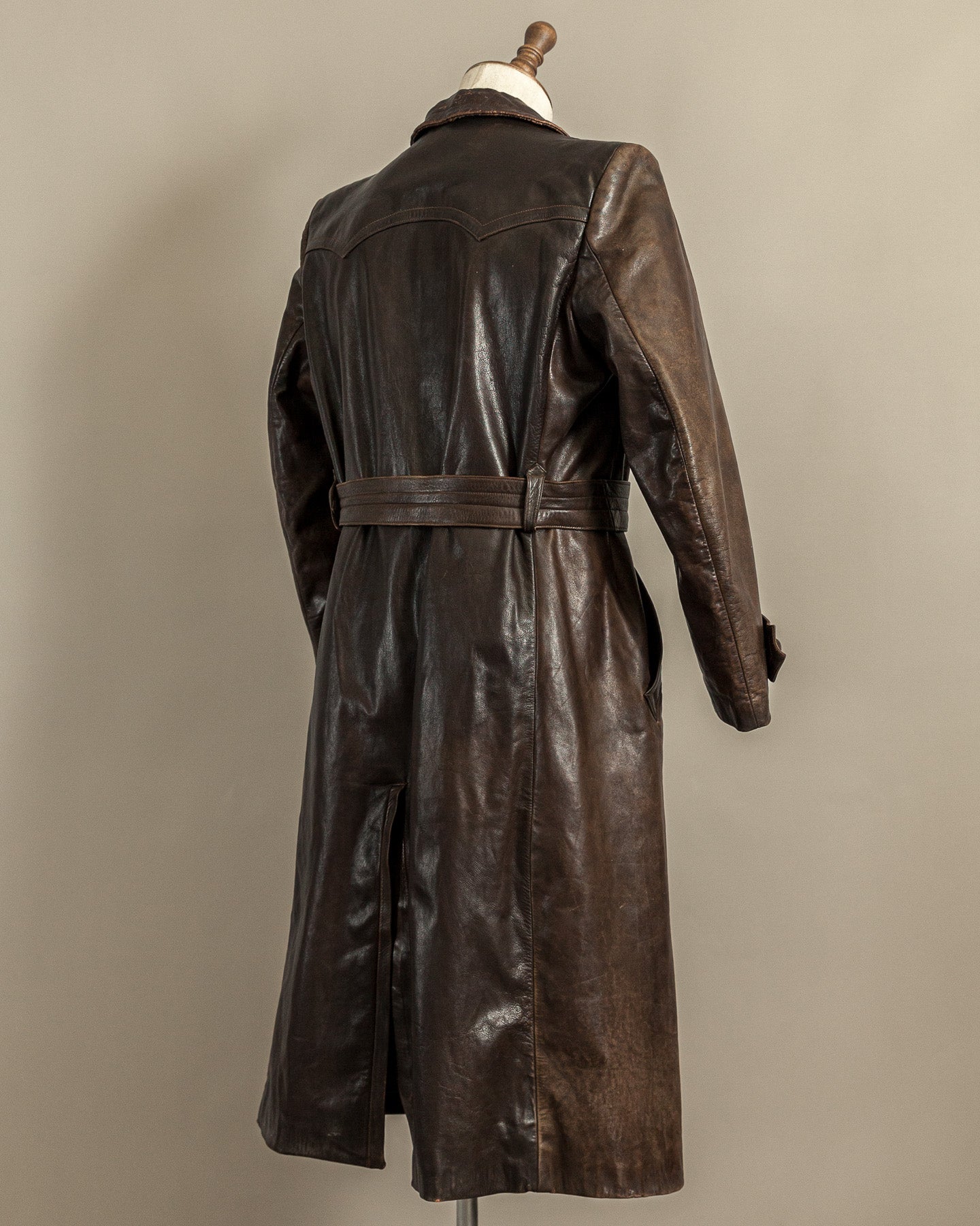 Vintage WWII German Officer Horsehide Leather Trench Coat