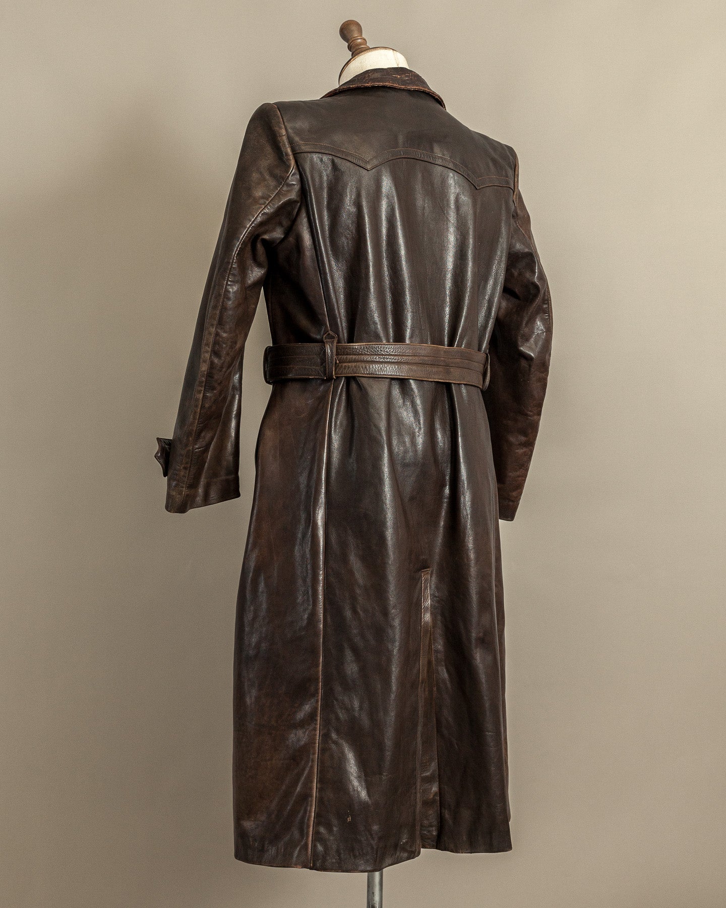 Vintage WWII German Officer Horsehide Leather Trench Coat