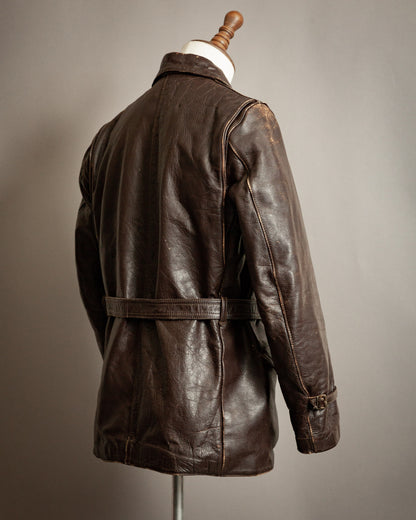 Vintage 1930s Swedish Horsehide Leather Motorcycle Jacket- Medium (40-42)