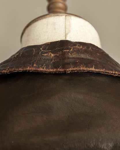 Vintage WWII German Officer Horsehide Leather Trench Coat