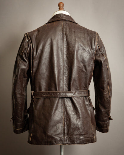 Vintage 1930s Swedish Horsehide Leather Motorcycle Jacket- Medium (40-42)