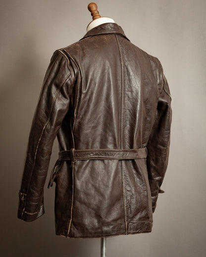 Vintage 1930s Swedish Horsehide Leather Motorcycle Jacket- Medium (40-42)