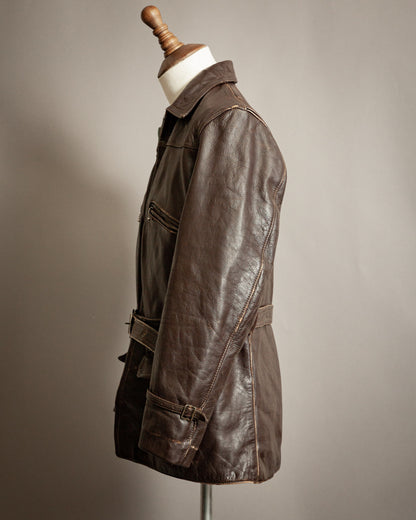 Vintage 1930s Swedish Horsehide Leather Motorcycle Jacket- Medium (40-42)