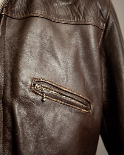Vintage 1930s Swedish Horsehide Leather Motorcycle Jacket- Medium (40-42)